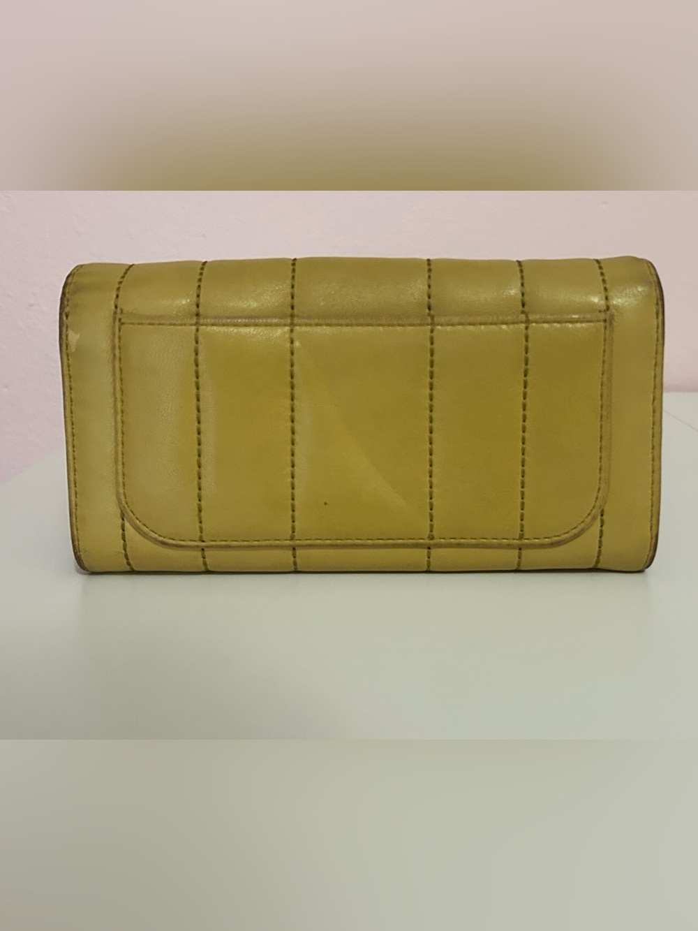 Tory Burch Kira Quilted Envelope Wallet - Mustard Yellow Leather - Picture 3 of 11